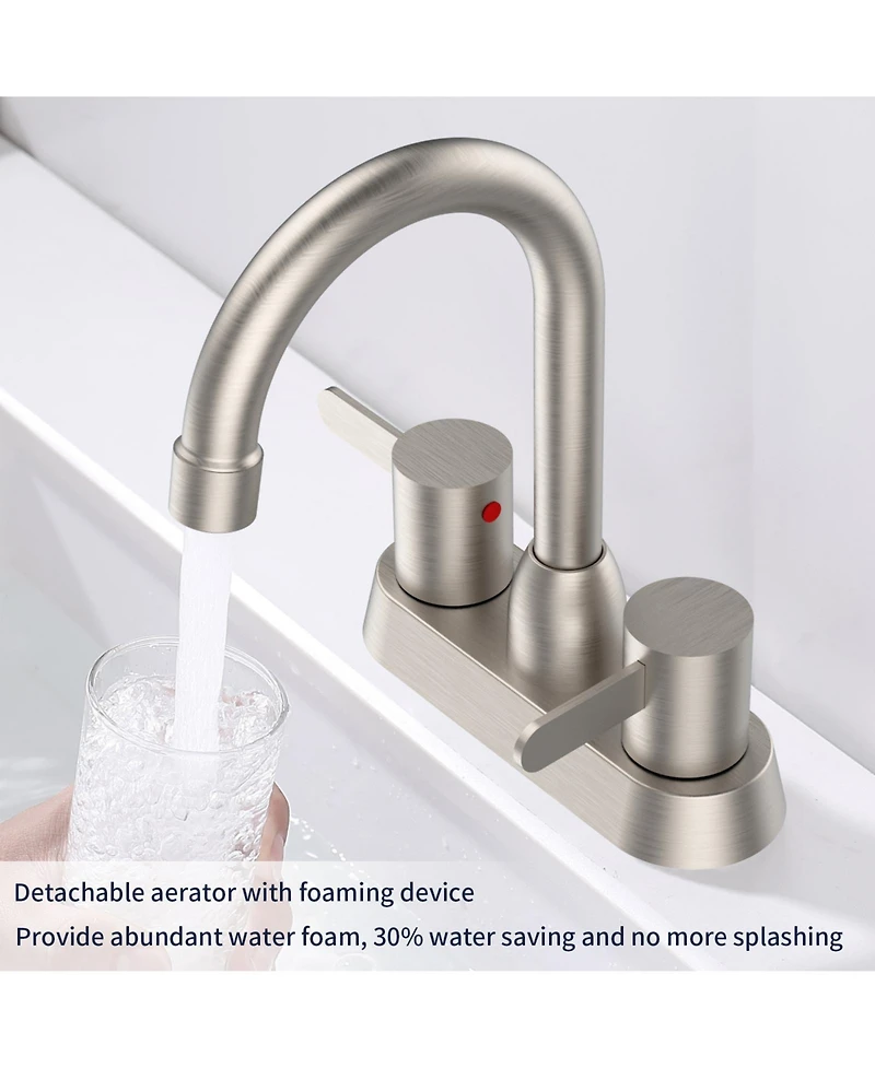 Phying 2 Handles Bathroom Sink Faucet, Brushed Nickel Centerset Rv Bathroom Faucets for 3 Hole