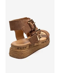 Forever & Always Shoes Women's Lorentis Leather Double Buckle Sandal
