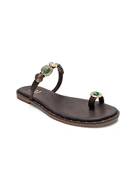 Forever & Always Shoes Women's Martinez Leather Thong Sandal