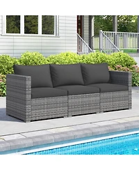 Gouun 3-Piece Modular Patio Sectional Sofa Set with Woven Rattan and Soft Cushions
