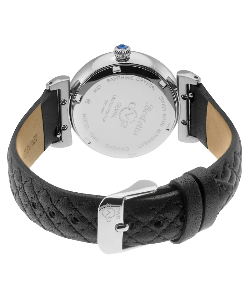 GV2 by Gevril Women's Berletta Swiss Quartz Diamond Leather Strap Watch