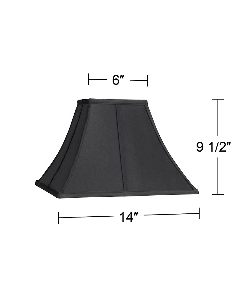 Springcrest Set of 2 Square Lamp Shades Medium 6" Top x 14" Bottom x 9.5" High Spider Replacement Harp and Finial Fitting