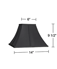Springcrest Set of 2 Square Lamp Shades Medium 6" Top x 14" Bottom x 9.5" High Spider Replacement Harp and Finial Fitting