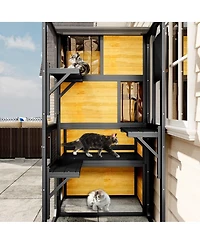 6thdruple Large Outdoor Cat Catio, 4-Tier Enclosure with Lofts, Window Access, Weatherproof House