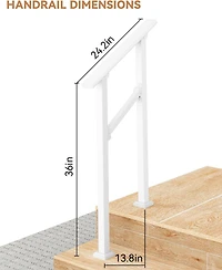 gaomon Heavy-Duty Metal Stair Handrail for 1-5 Outdoor Steps Adjustable Height Aluminum and Wrought Iron White Safety and Stability