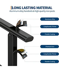 gaomon 2-Step Outdoor Stair Handrail Kit Aluminum and Iron Construction Adjustable Angle Easy Diy Installation with All Hardware