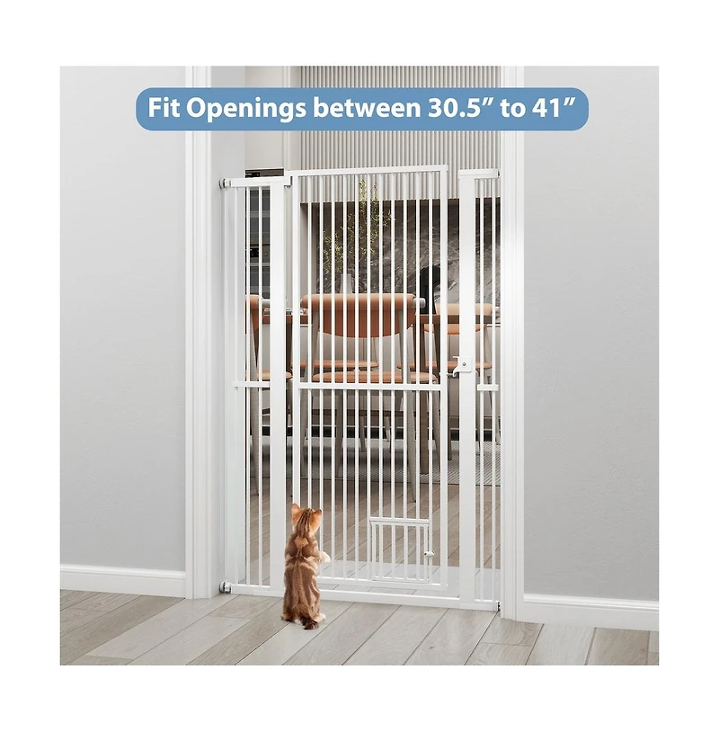Ruie 59 in Extra Tall Pet Gate with Adjustable Width and Dual Lockable Doors