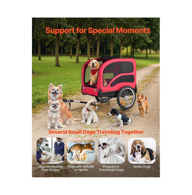 Ruie Foldable Dog Bike Trailer Pet Bicycle Carrier for Small Large Dogs up to 100 lbs