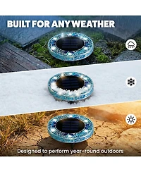 Mosaic Disk Lights Solar Powered 6 Led Weather Resistance Path 8-Piece