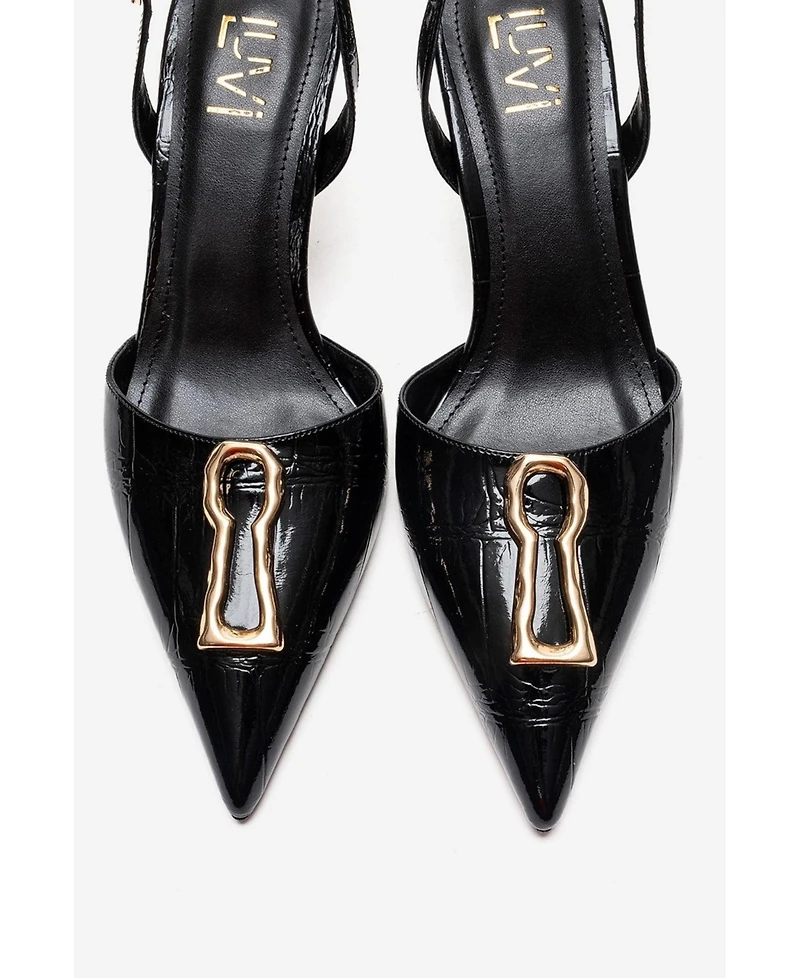 Prologue Shoes Women's Yvella Buckle Pointed Toe Stiletto Pump