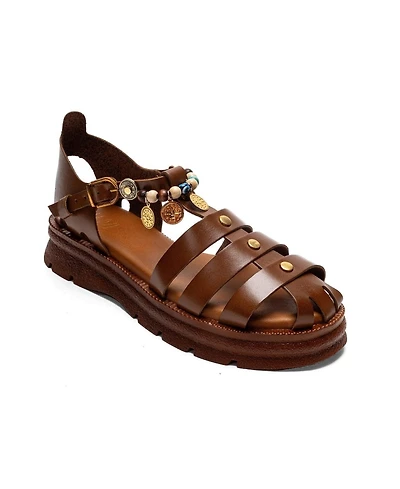 Forever & Always Shoes Women's Solis Leather Beaded Sandal