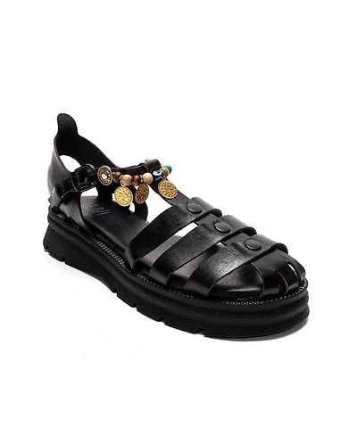 Forever & Always Shoes Women's Solis Leather Beaded Sandal