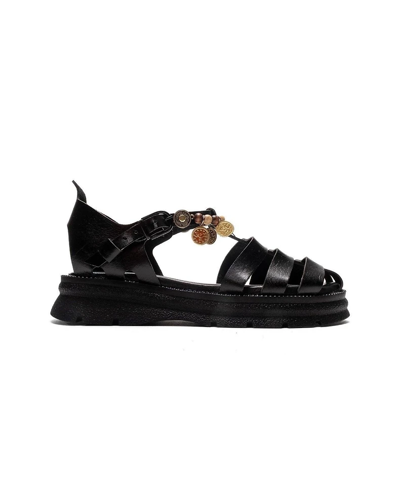 Forever & Always Shoes Women's Solis Leather Beaded Sandal