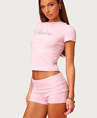 Edikted Women's Barbie Rhinestone T Shirt