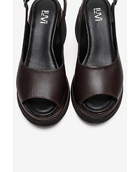 Forever & Always Shoes Women's Laure Leather Wedge Sandal