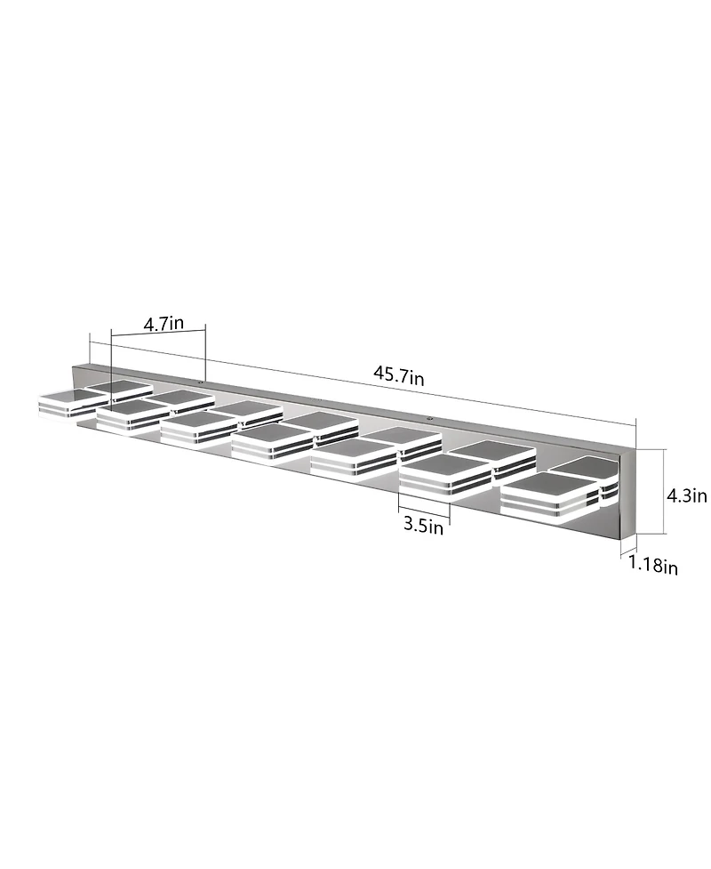 Busdays 45 Inch Modern 7 Light Led Vanity Light Square Acrylic Lampshades Wall Mount Fixture for Bathroom Mirror Lighting