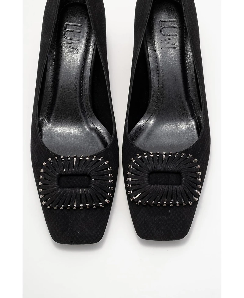 Prologue Shoes Velora Buckle Square Toe Block Heel Pump