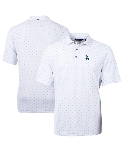 Cutter & Buck Men's White Los Angeles Dodgers Virtue Eco Pique Tile Polo Shirt
