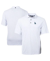 Cutter & Buck Men's White Los Angeles Dodgers Virtue Eco Pique Tile Polo Shirt