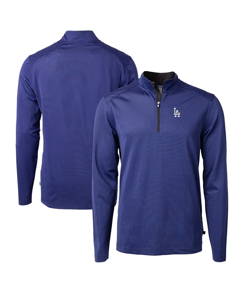 Cutter & Buck Men's Royal/Black Los Angeles Dodgers Virtue Eco Pique Micro Stripe Big & Tall Quarter-Zip Pullover Sweatshirt