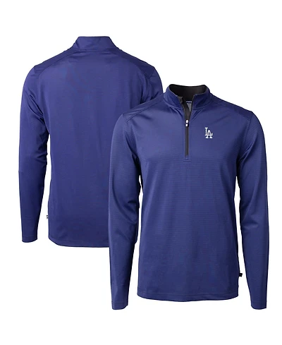 Cutter & Buck Men's Royal/Black Los Angeles Dodgers Virtue Eco Pique Micro Stripe Big & Tall Quarter-Zip Pullover Sweatshirt