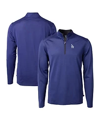 Cutter & Buck Men's Royal/Black Los Angeles Dodgers Virtue Eco Pique Micro Stripe Big & Tall Quarter-Zip Pullover Sweatshirt
