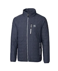 Cutter & Buck Men's Heathered Navy New York Yankees Big Tall Rainier Full-Zip Puffer Jacket