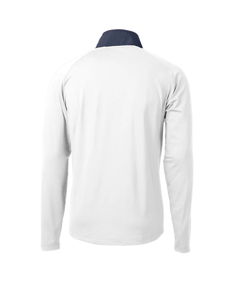 Cutter & Buck Men's White/Navy Chicago Bears Adapt Eco Knit Hybrid Quarter-Zip Throwback Pullover Sweatshirt