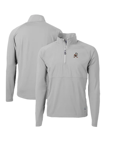 Cutter & Buck Men's Gray Cleveland Browns Adapt Eco Knit Hybrid Quarter-Zip Throwback Pullover Sweatshirt