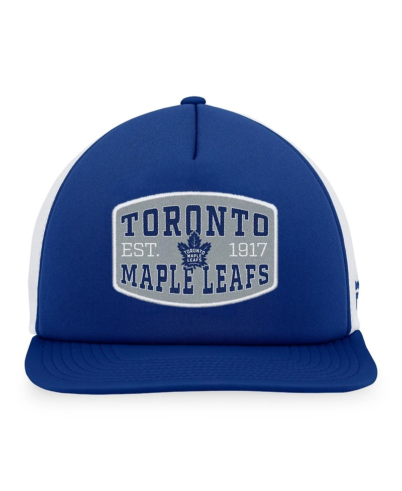 Fanatics Men's Blue/White Toronto Maple Leaf Foam Front Patch Trucker Snapback Hat