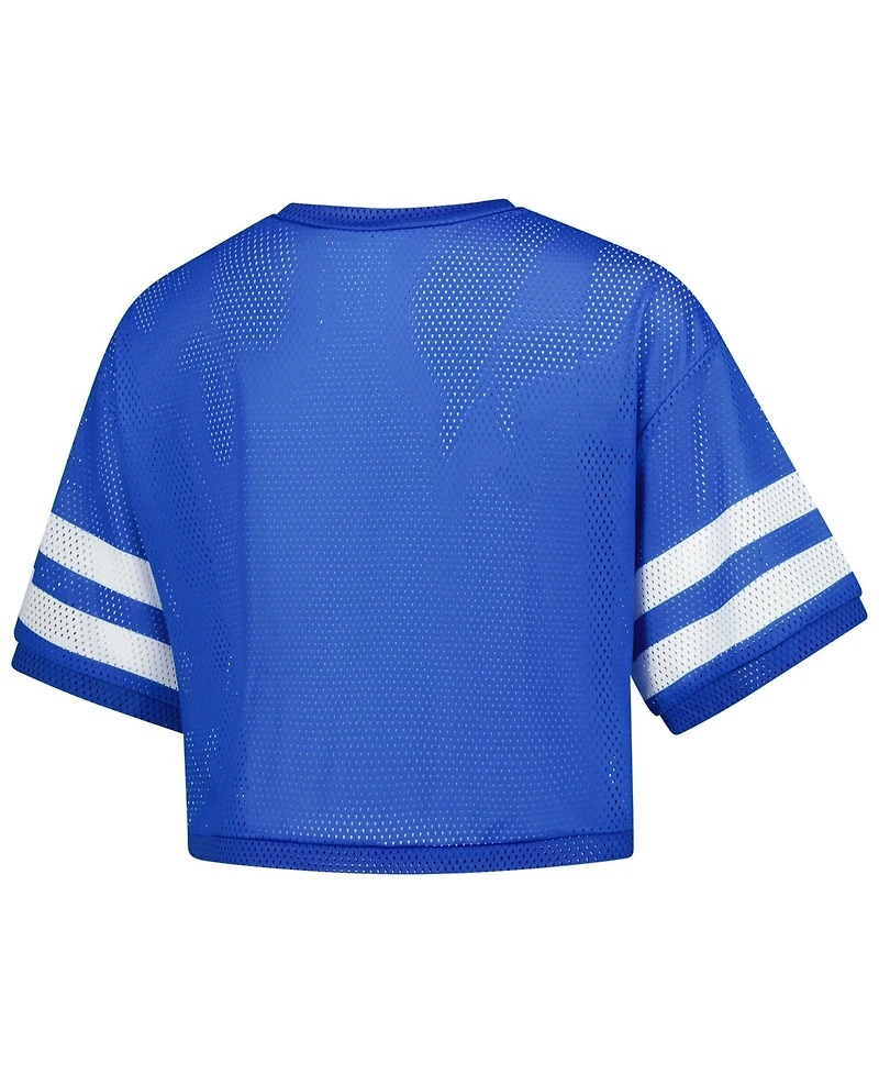 ZooZatz Women's Royal Kentucky Wildcats V-Neck Mesh Cropped T-Shirt
