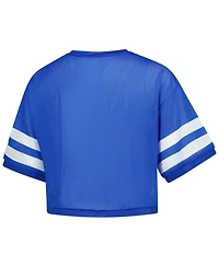 ZooZatz Women's Royal Kentucky Wildcats V-Neck Mesh Cropped T-Shirt