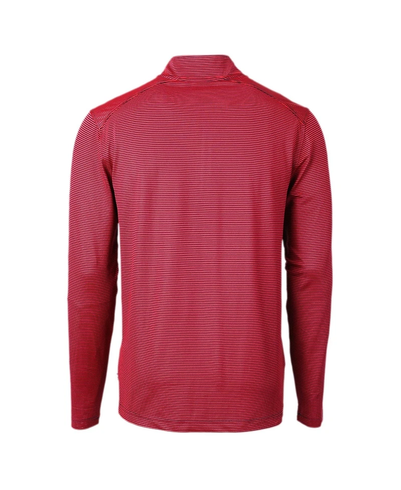 Cutter & Buck Men's Red Atlanta Braves Americana Logo Virtue Eco Pique Stripe Quarter-Zip Pullover Sweatshirt