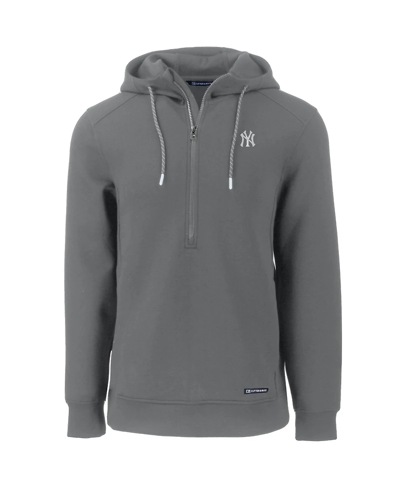 Cutter & Buck Men's Gray New York Yankees Roam Eco Half-Zip Pullover Hoodie