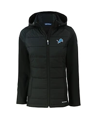 Cutter & Buck Women's Black Detroit Lions Evoke PrimaLoft Hybrid Eco Softshell Full-Zip Hooded Jacket