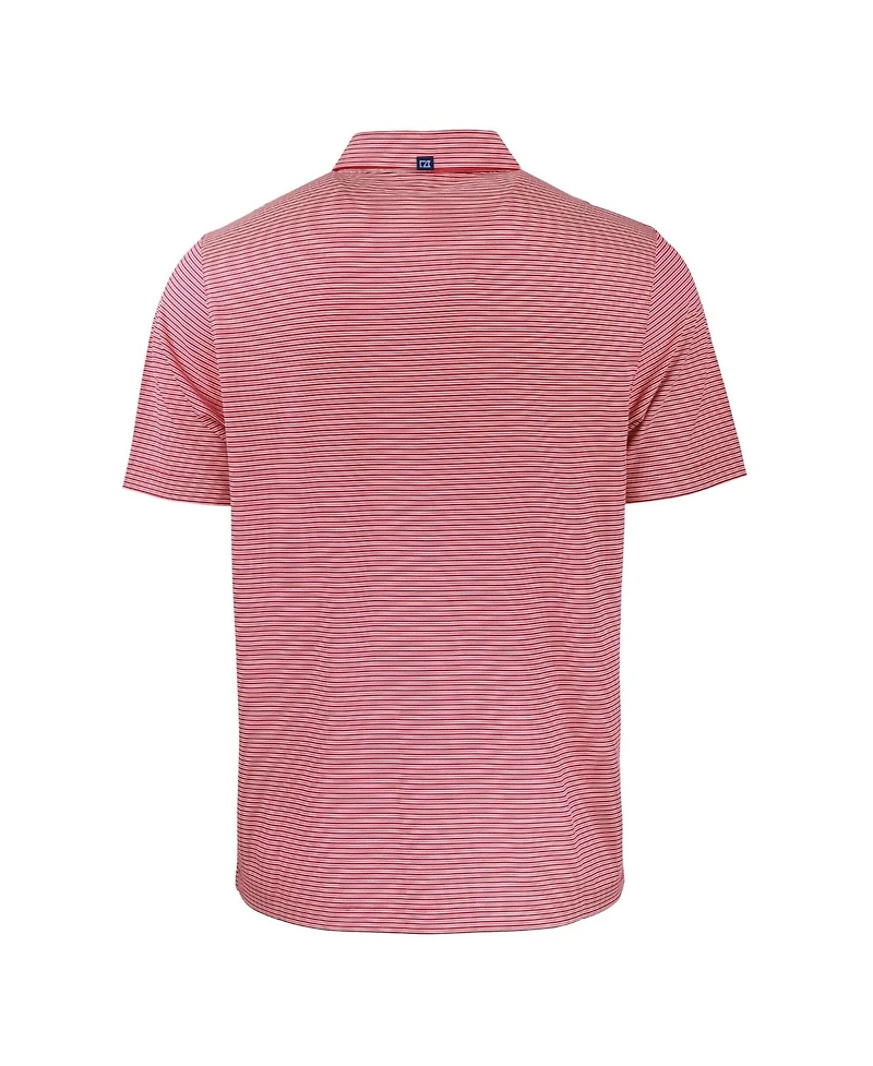 Cutter & Buck Men's Red/White Atlanta Braves Forge Eco Double Stripe Stretch Polo Shirt