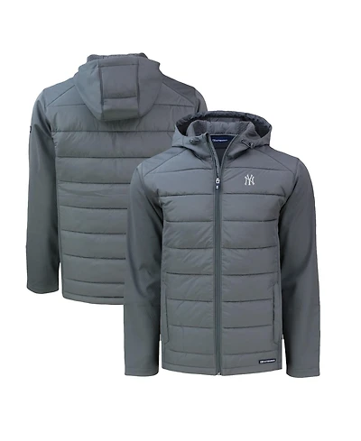 Cutter & Buck Men's Gray New York Yankees Evoke Hybrid Eco Softshell Full-Zip Hoodie