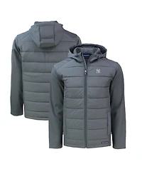Cutter & Buck Men's Gray New York Yankees Evoke Hybrid Eco Softshell Full-Zip Hoodie