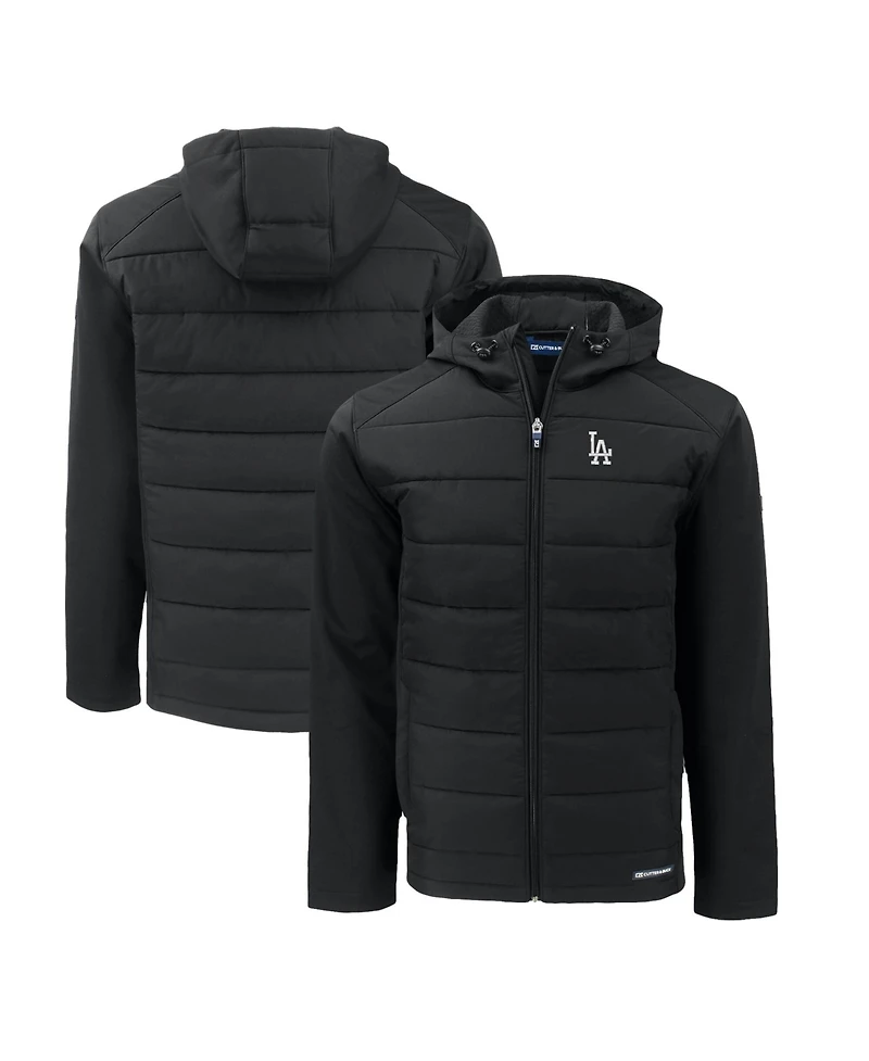 Cutter & Buck Men's Black Los Angeles Dodgers Evoke Hybrid Eco Softshell Full-Zip Hoodie