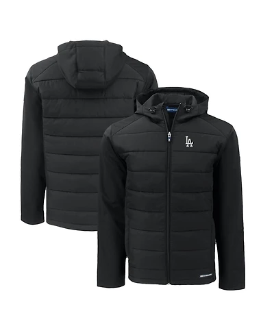 Cutter & Buck Men's Black Los Angeles Dodgers Evoke Hybrid Eco Softshell Full-Zip Hoodie