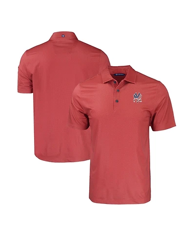 Cutter & Buck Men's Red New York Yankees Stars Stripes Big & Tall Pike Eco Tonal Geo Print Stretch Polo Shirt