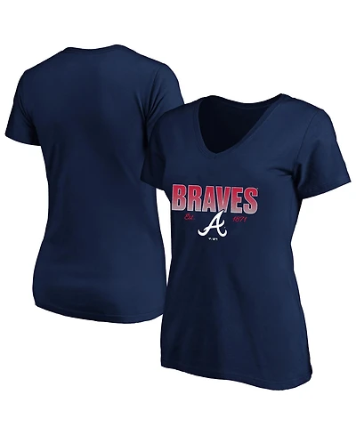 Fanatics Women's Profile Navy Atlanta Braves Plus Wordmark V-Neck T-Shirt