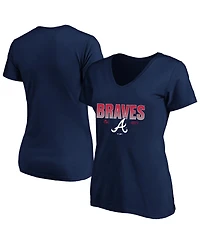 Fanatics Women's Profile Navy Atlanta Braves Plus Wordmark V-Neck T-Shirt
