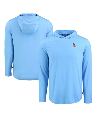 Cutter & Buck Men's Powder Blue Ole Miss Rebels Coastline Epic Comfort Eco Long Sleeve Hoodie T-Shirt