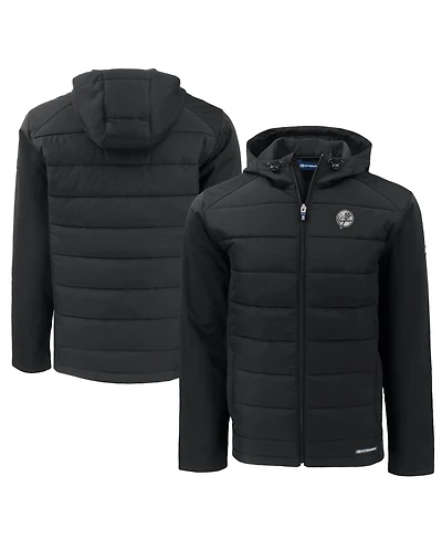 Cutter & Buck Men's Black New York Yankees Big & Tall Evoke Hybrid Eco Softshell Full-Zip Hooded PrimaLoft Jacket