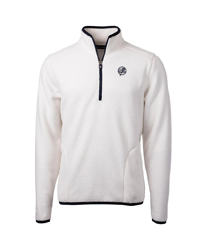 Cutter & Buck Men's Oatmeal New York Yankees Cascade Eco Fleece Quarter-Zip Jacket