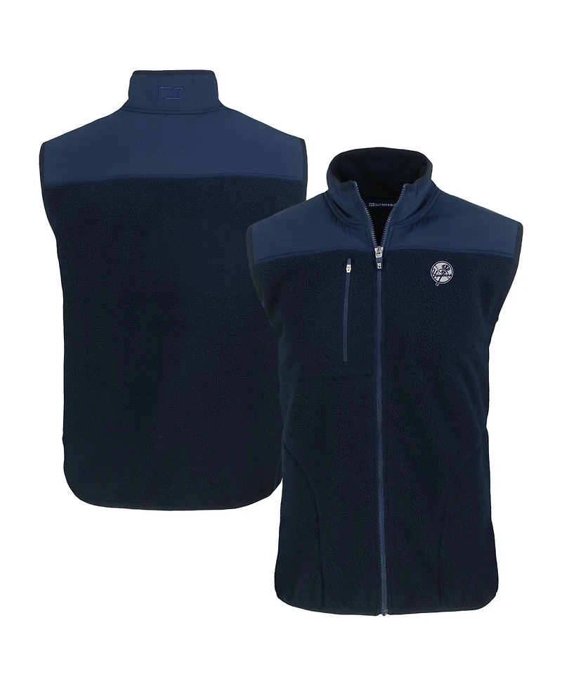 Cutter & Buck Men's Navy New York Yankees Cascade Eco Fleece Full-Zip Vest
