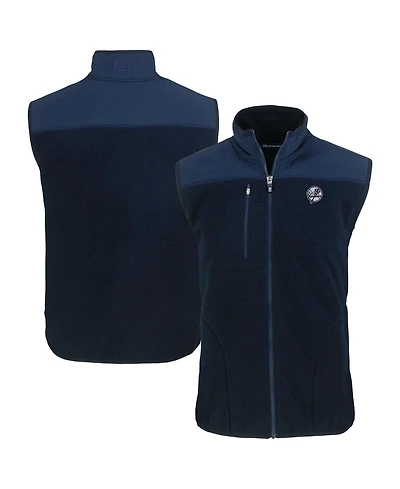 Cutter & Buck Men's Navy New York Yankees Cascade Eco Fleece Full-Zip Vest