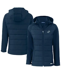 Cutter & Buck Women's Navy Los Angeles Dodgers Evoke Hybrid Eco Softshell Full-Zip Hooded Jacket