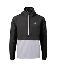Cutter & Buck Men's Black/Gray Los Angeles Dodgers Charter Eco Anorak Half-Zip Hoodie Jacket